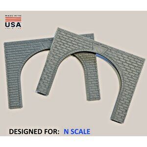 N Scale Brick Double Train Tunnel Portal - N  Model Railroad Scenery